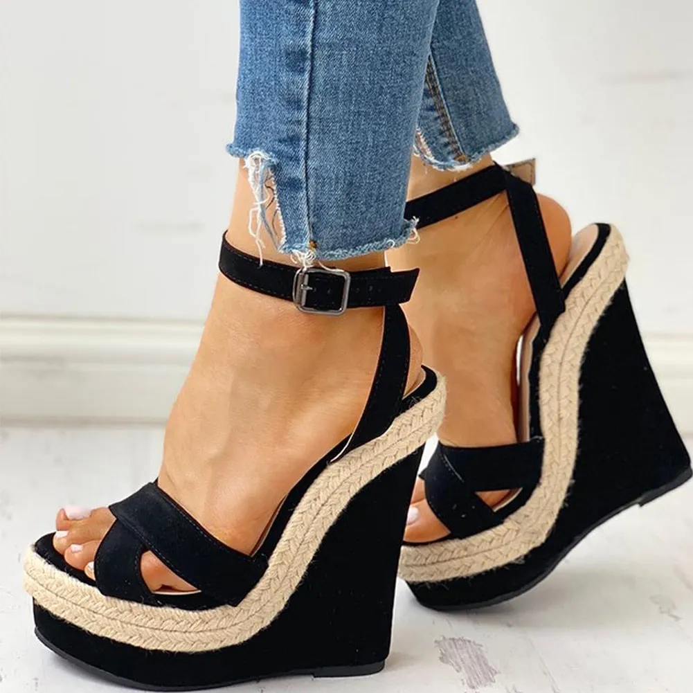 Ankle Strap Boho Wedge Sandals