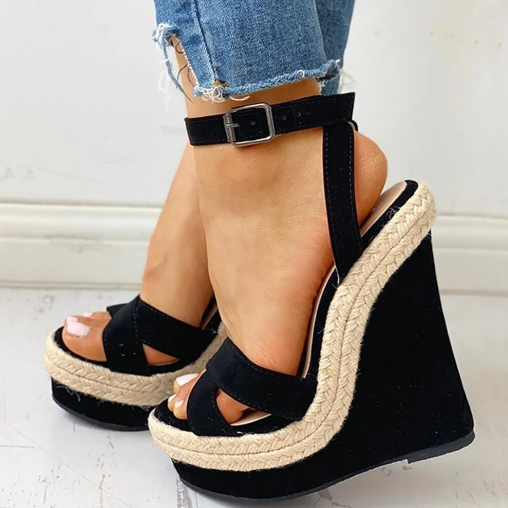 Ankle Strap Boho Wedge Sandals