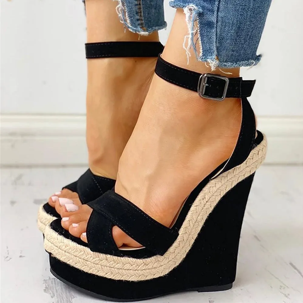 Ankle Strap Boho Wedge Sandals
