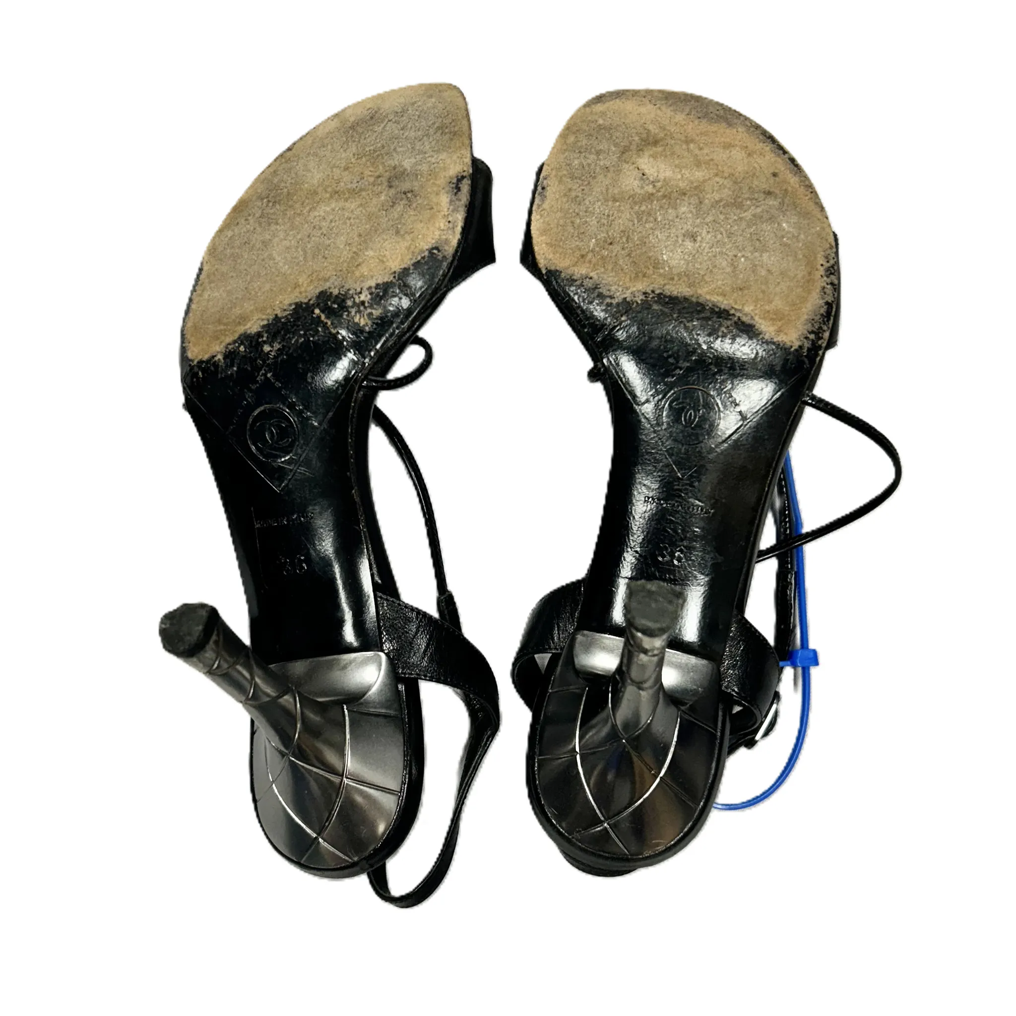 Black Sandals Luxury Designer By Chanel, Size: 5.5