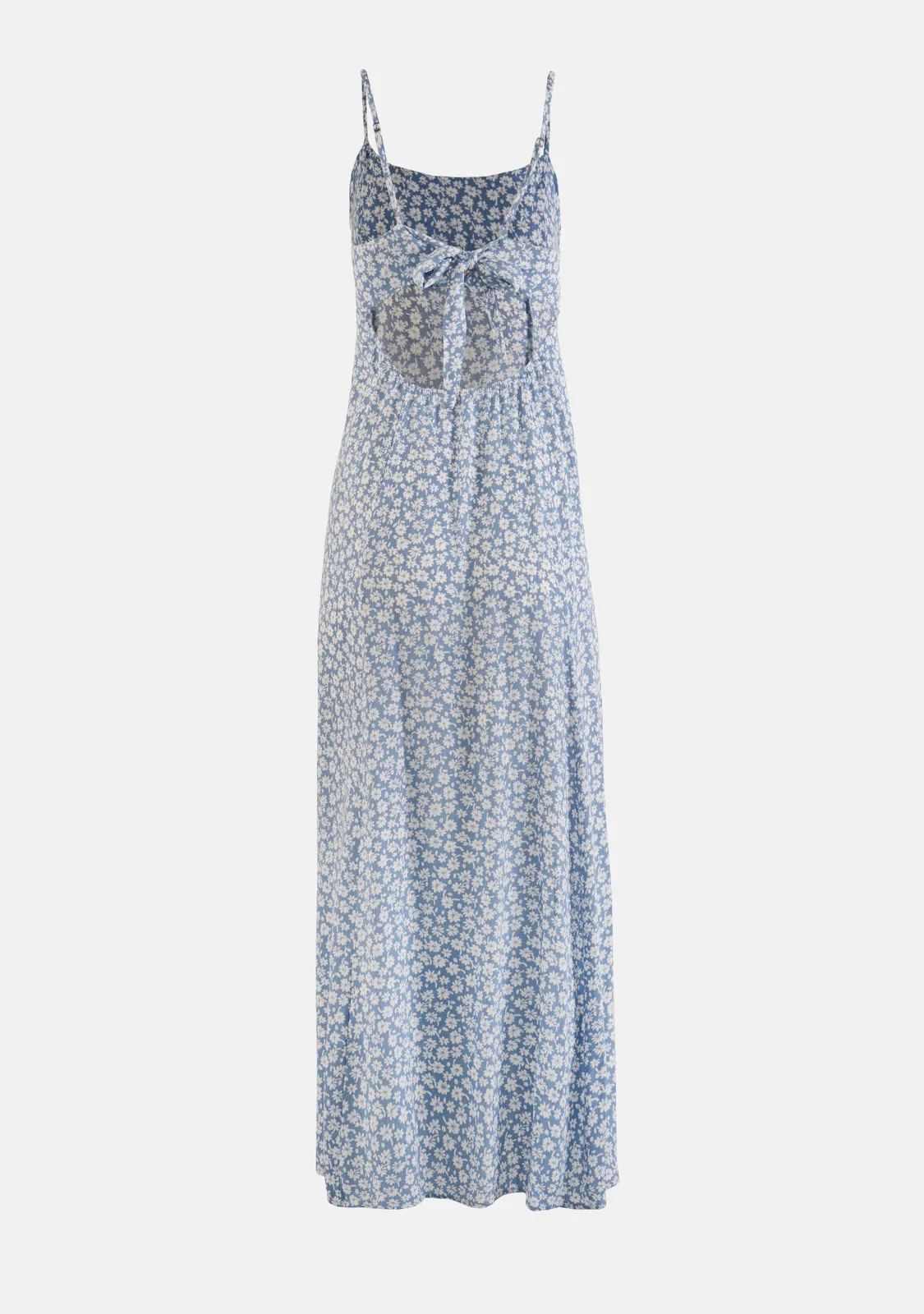 Clover Print Side Slit Tie Back Reformed Dress