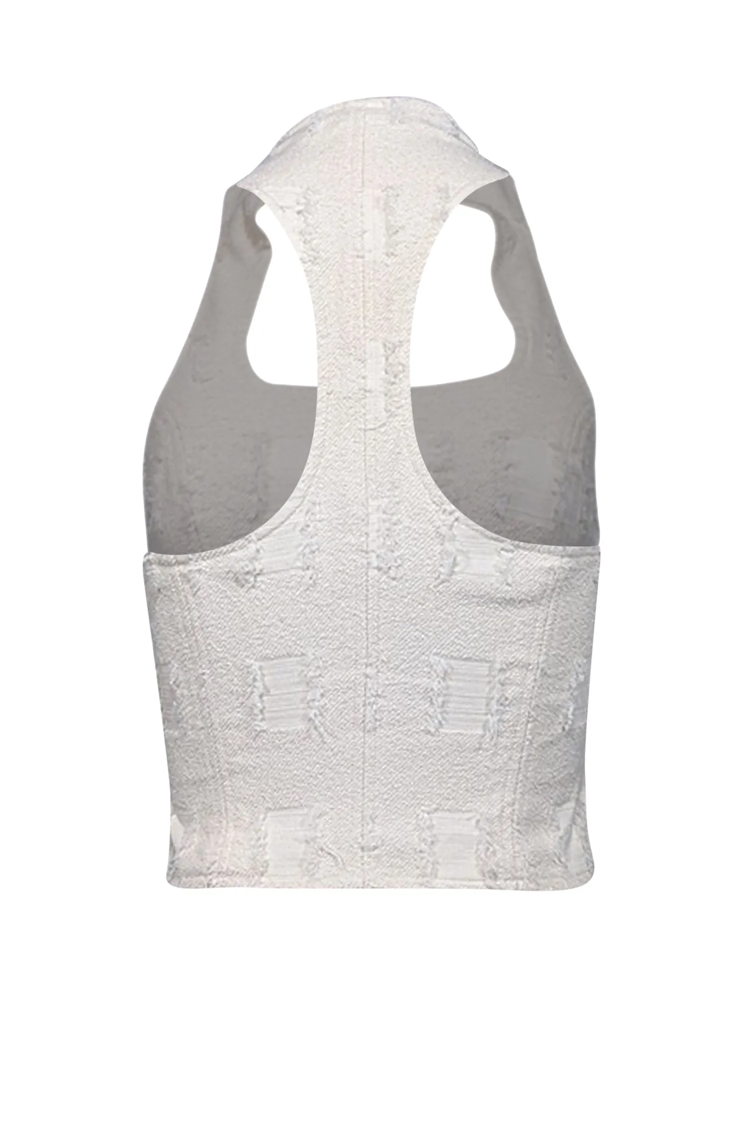 Cult Gaia - Cream Eyelash Jacquard High Collar Top Sz 0