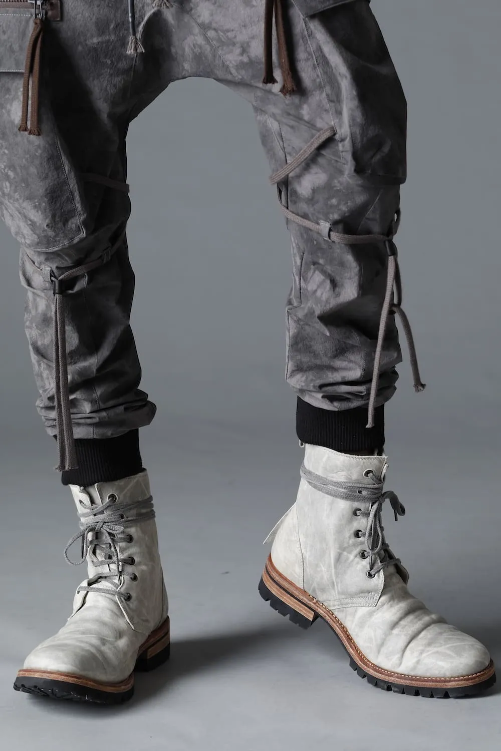 Horse Leathe Lace Up Boots Dusty White
