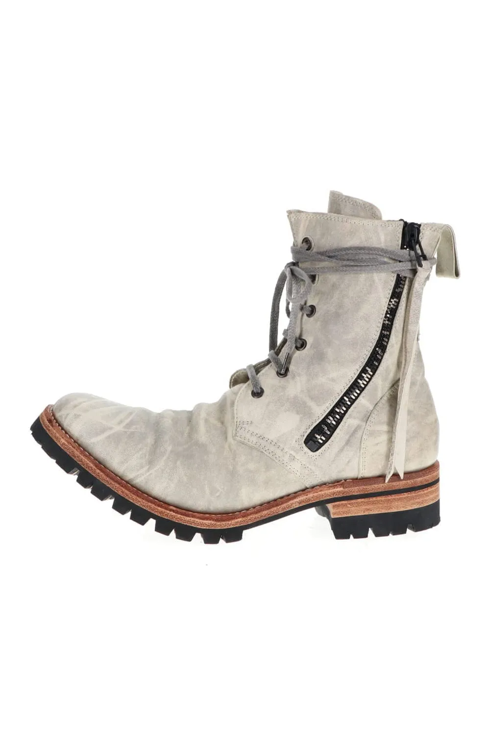 Horse Leathe Lace Up Boots Dusty White