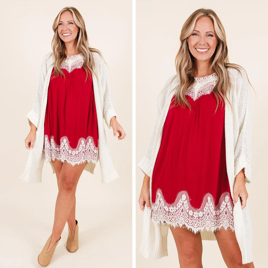 Laced With Love Dress, Scarlet