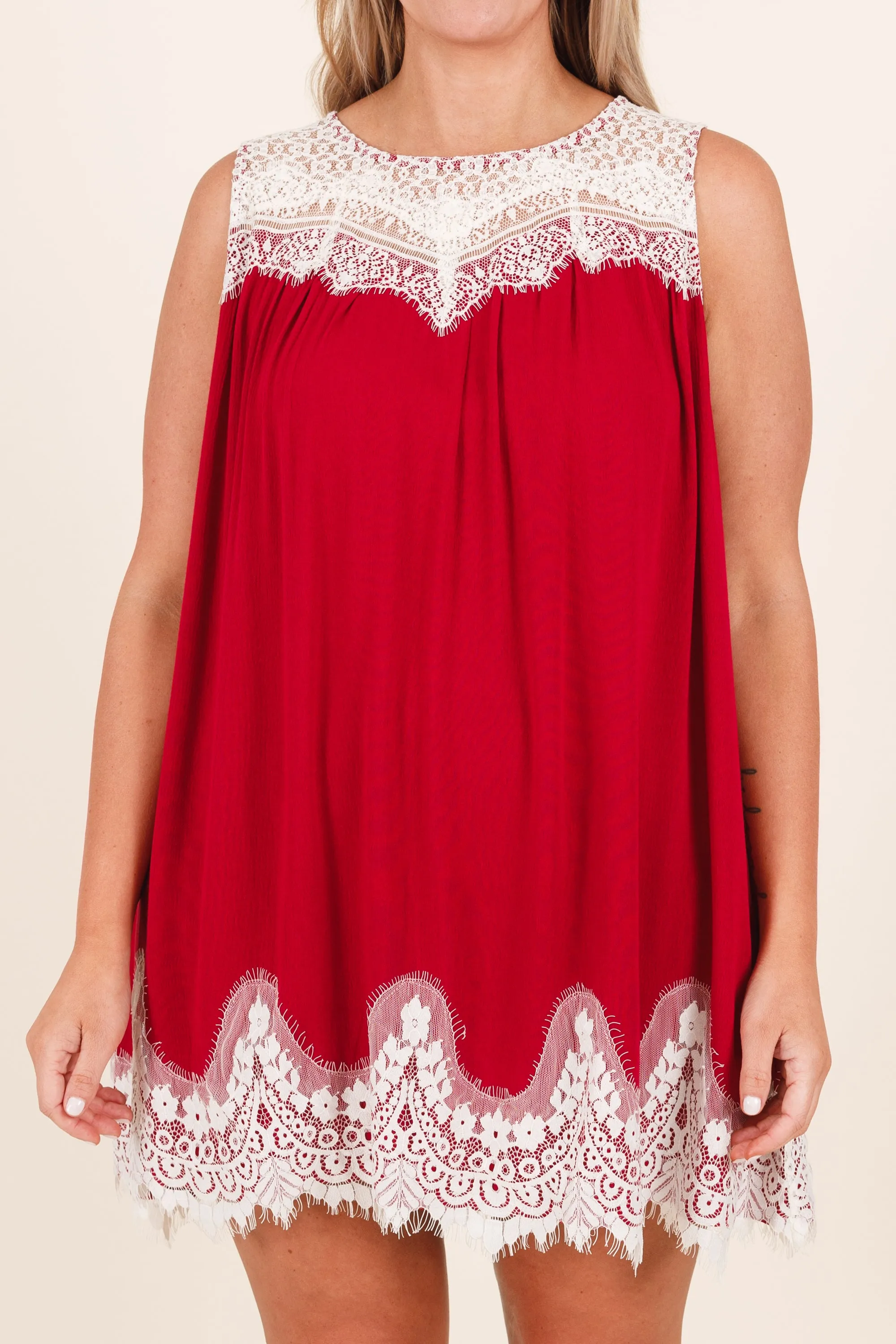 Laced With Love Dress, Scarlet