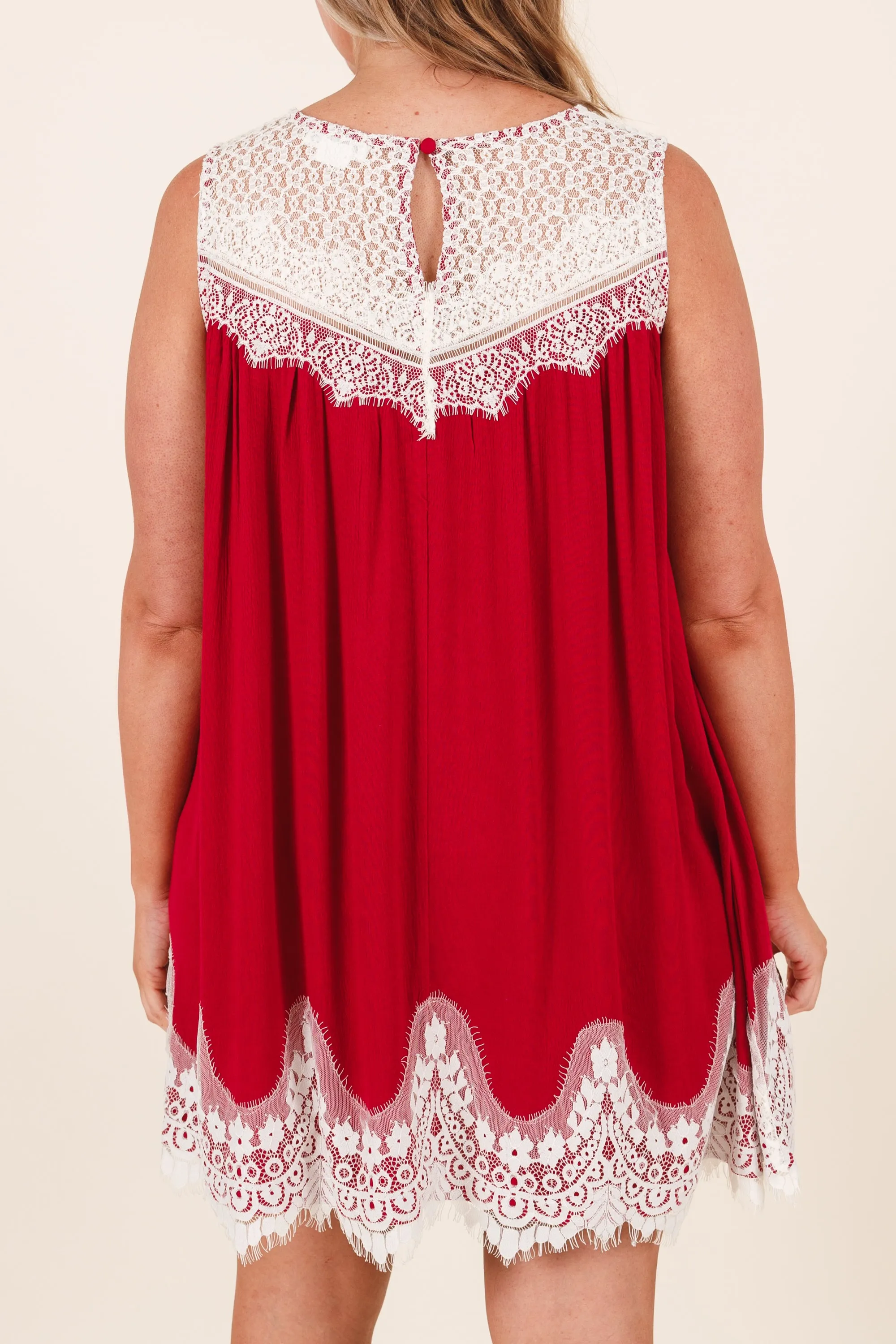 Laced With Love Dress, Scarlet