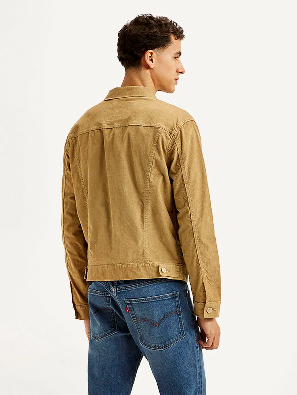 Men's Solid Light Brown Spread Collar Jacket