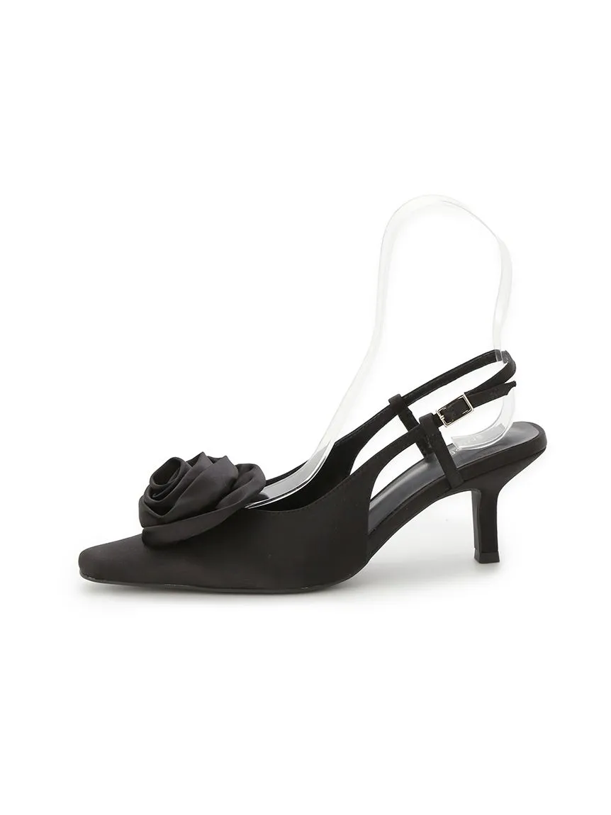 Satin Rose Kitten Heels