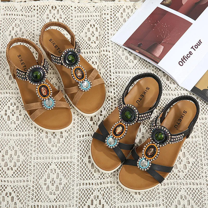 SIKETU | Bohemian Beaded Flat Sandals