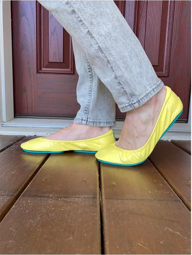 TIEKS LEMON ITALIAN LEATHER BALLET FLATS