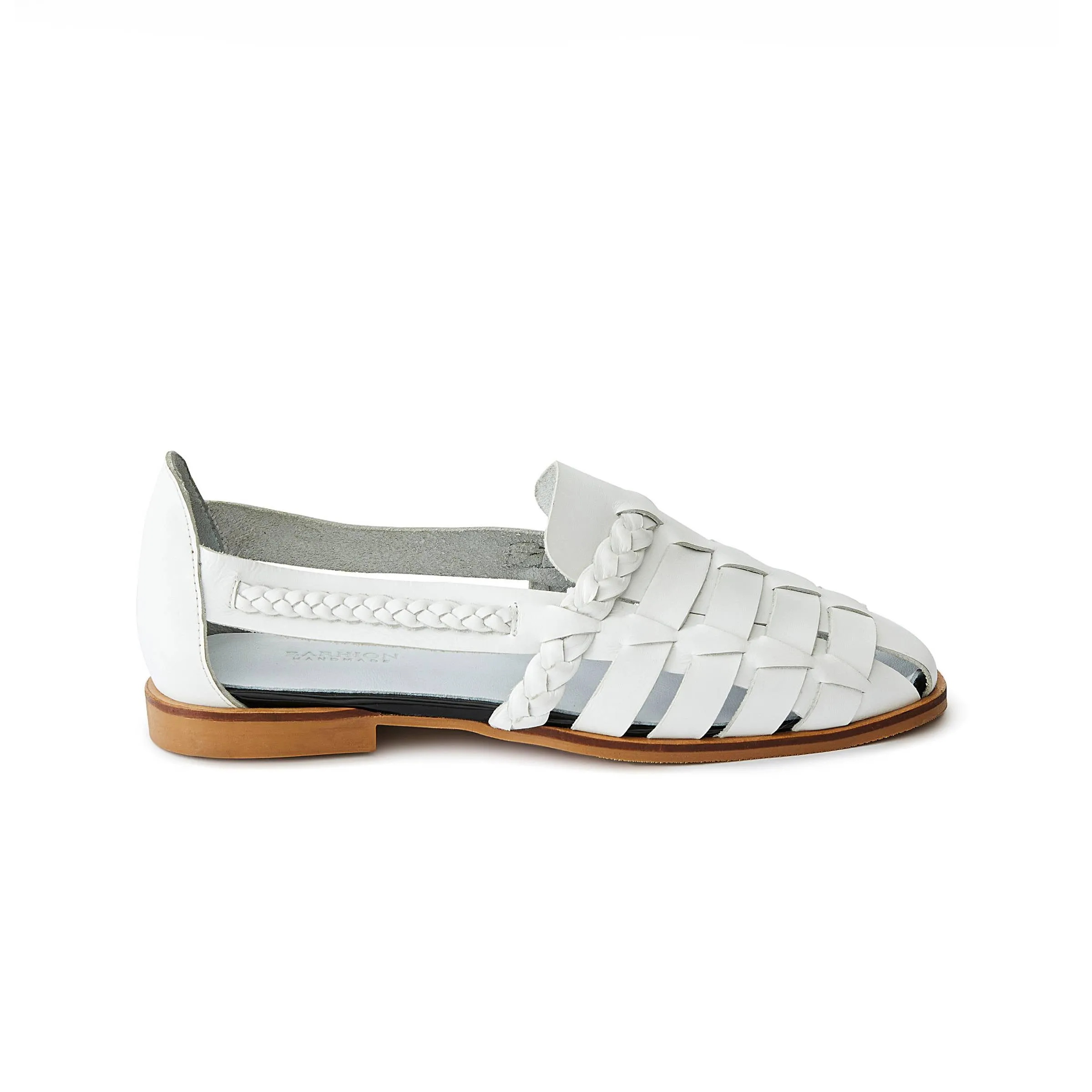 Women's Calf Leather Hand Braided Handmade Flats W3007